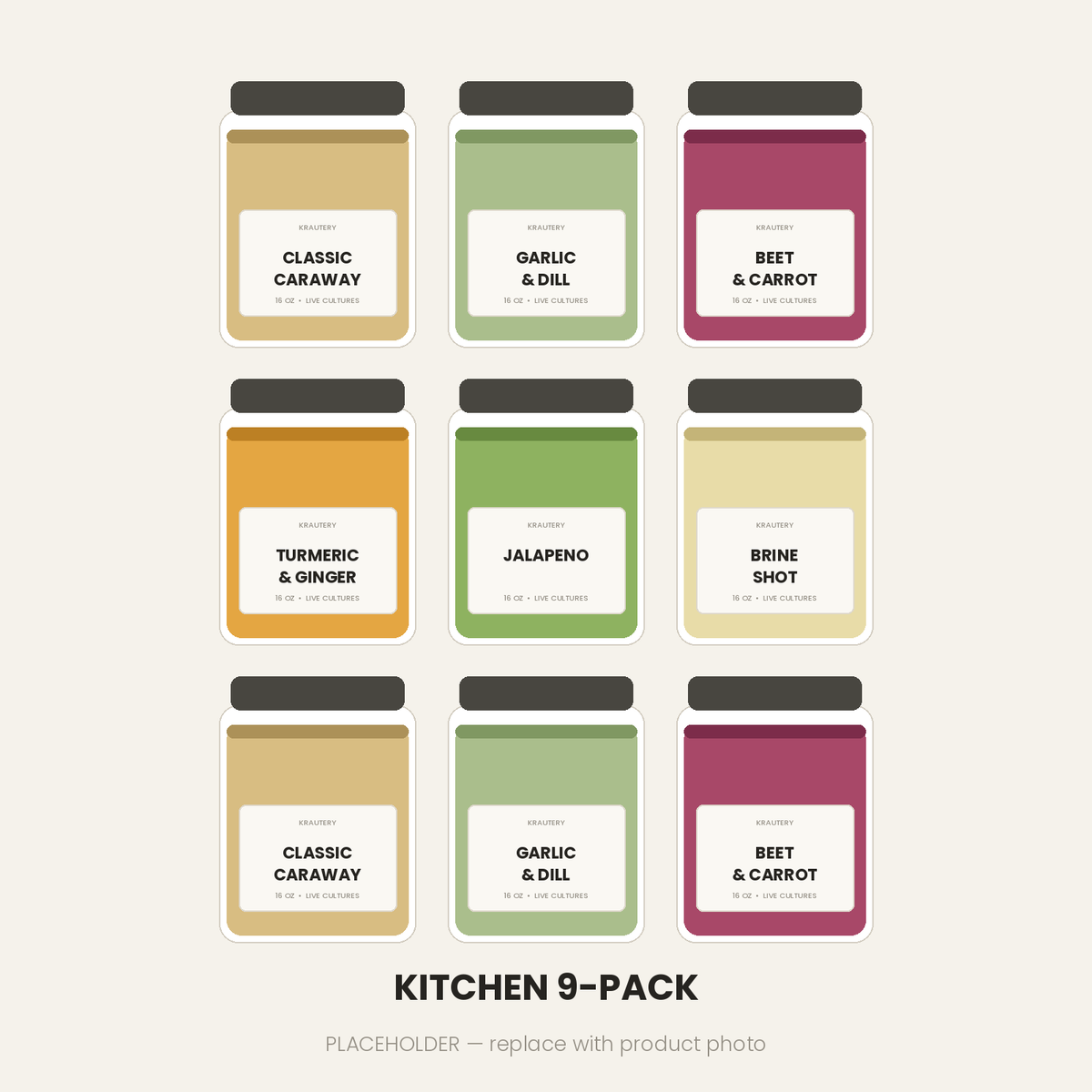 Kitchen 9-Pack — nine jars of raw sauerkraut