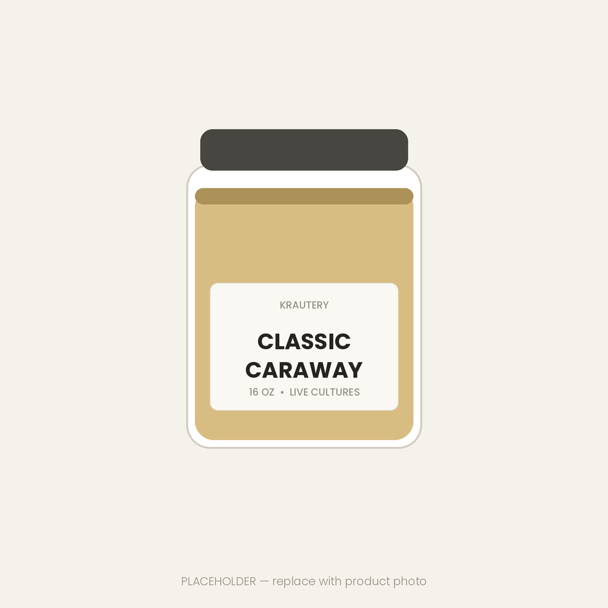 Classic Caraway Sauerkraut — 16 oz jar of raw unpasteurized sauerkraut