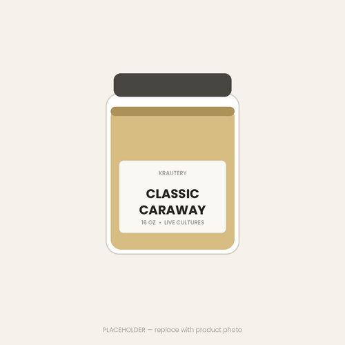 Classic Caraway Sauerkraut — 16 oz jar of raw unpasteurized sauerkraut