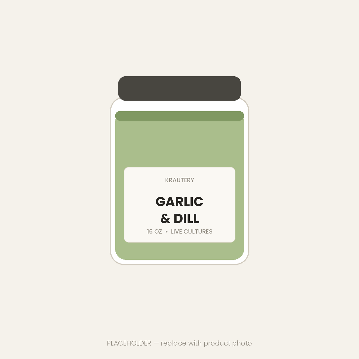 Garlic & Dill Sauerkraut — 16 oz jar of raw unpasteurized sauerkraut