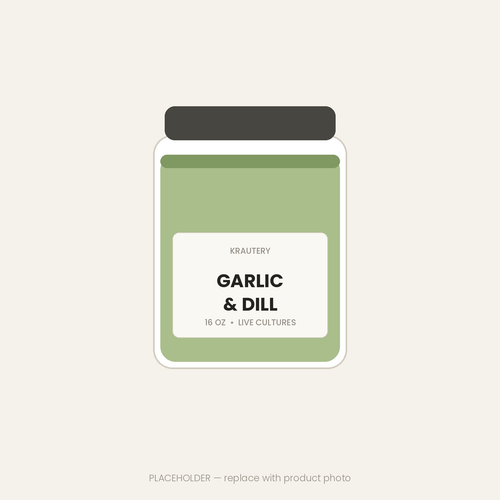 Garlic & Dill Sauerkraut — 16 oz jar of raw unpasteurized sauerkraut