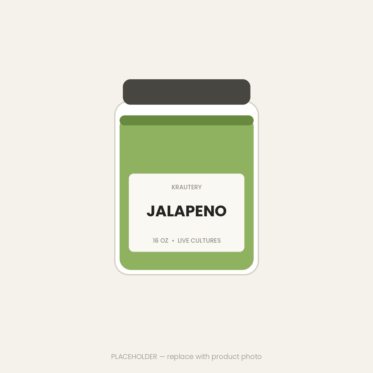 Jalapeño Sauerkraut — 16 oz jar of raw unpasteurized sauerkraut
