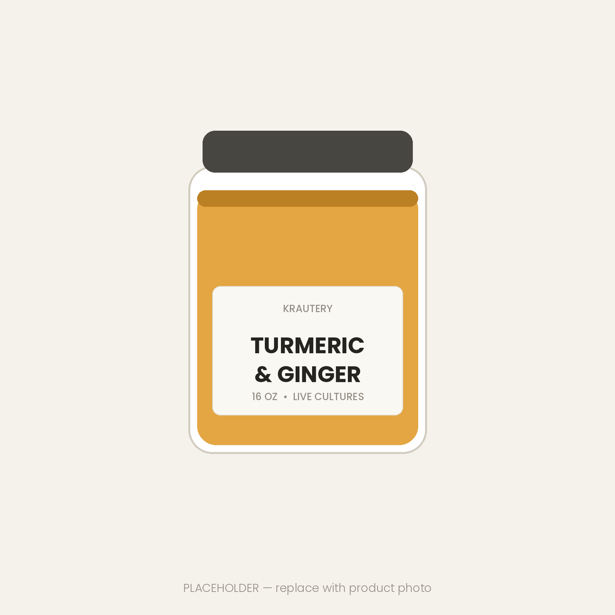 Turmeric & Ginger Sauerkraut — 16 oz jar of raw unpasteurized sauerkraut
