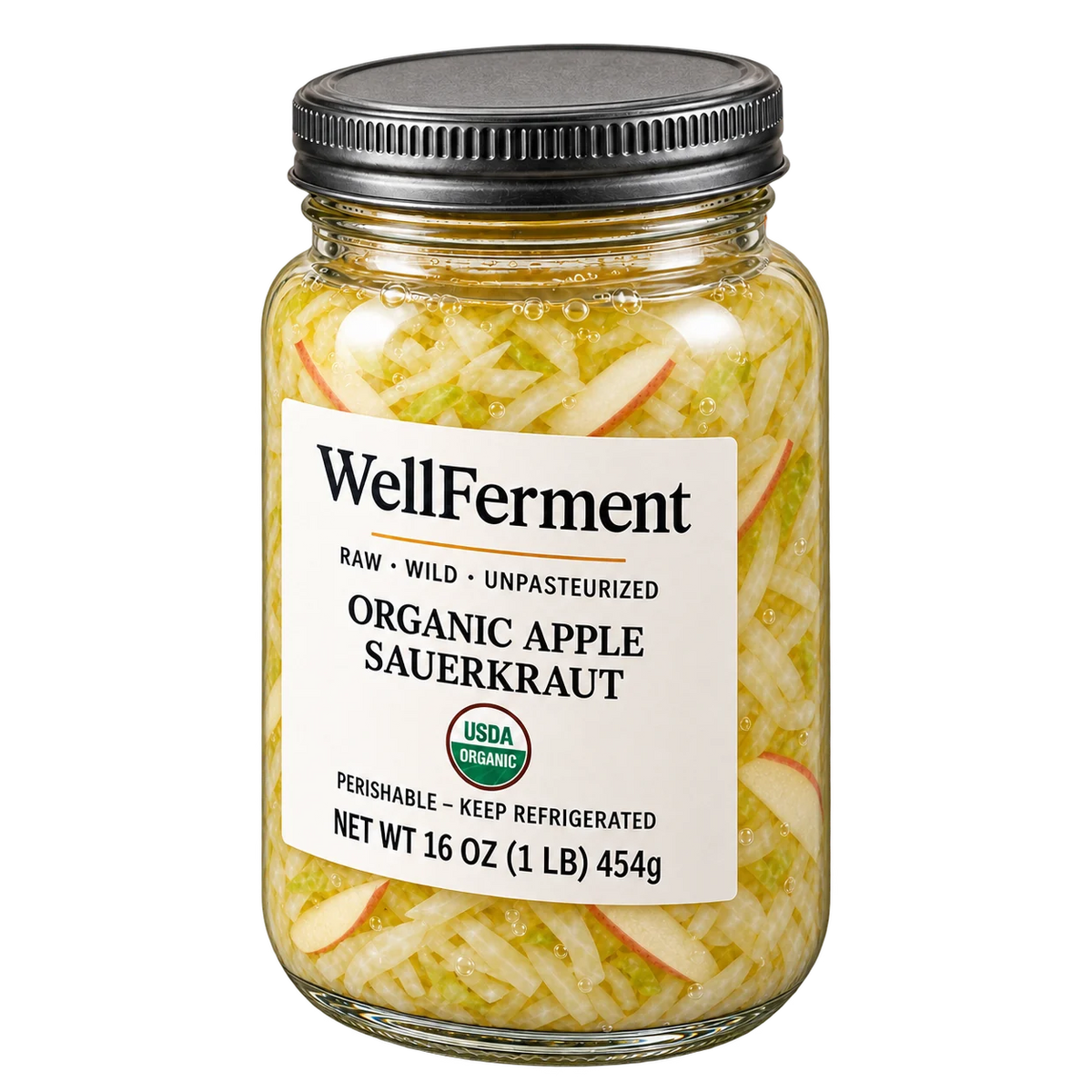 Apple Sauerkraut — jar at an angle
