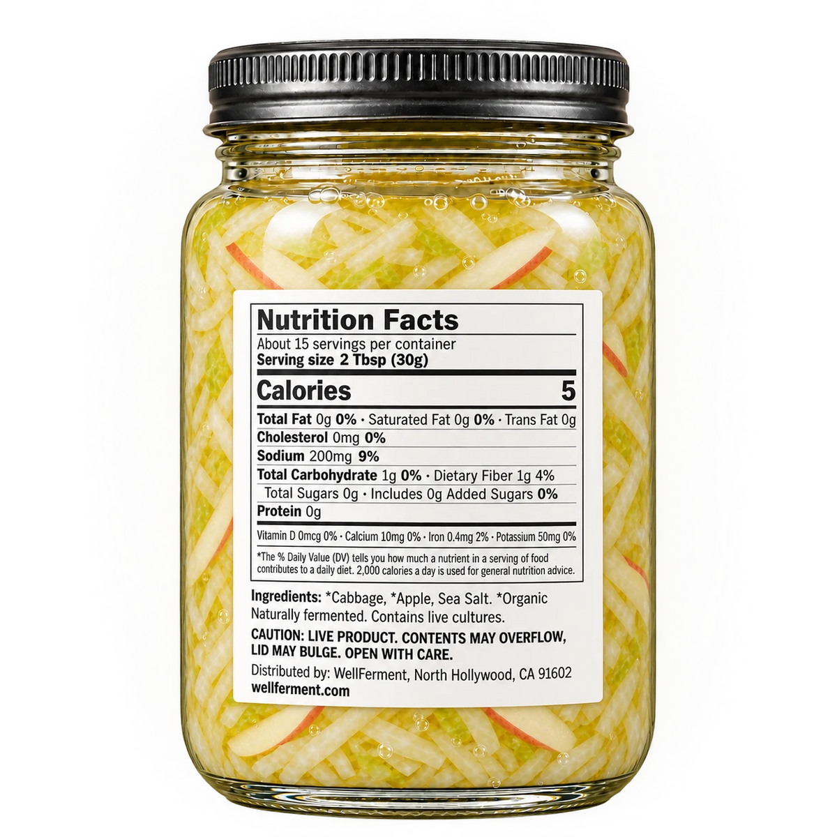Apple Sauerkraut — jar, back label