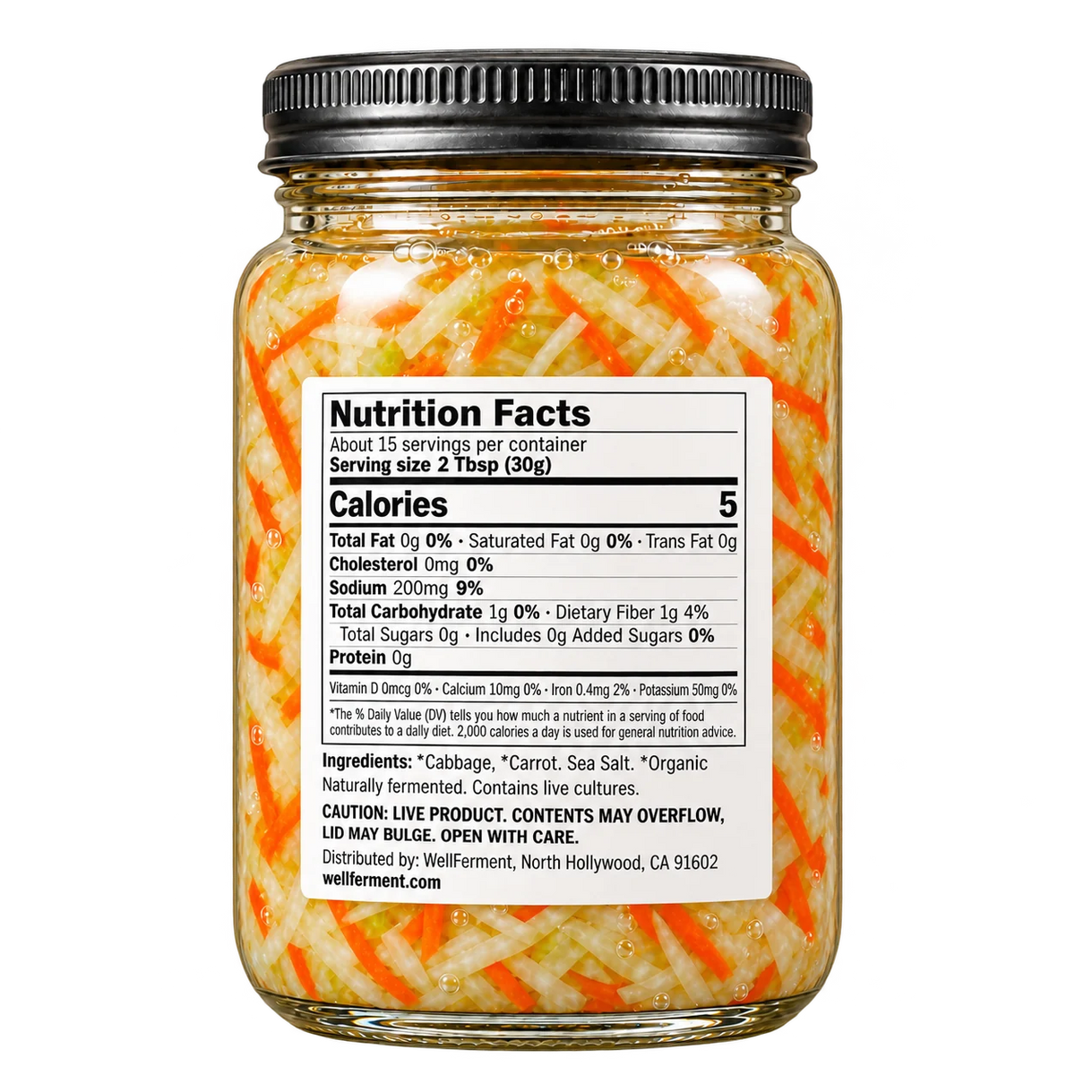 Carrot Sauerkraut — jar, back label