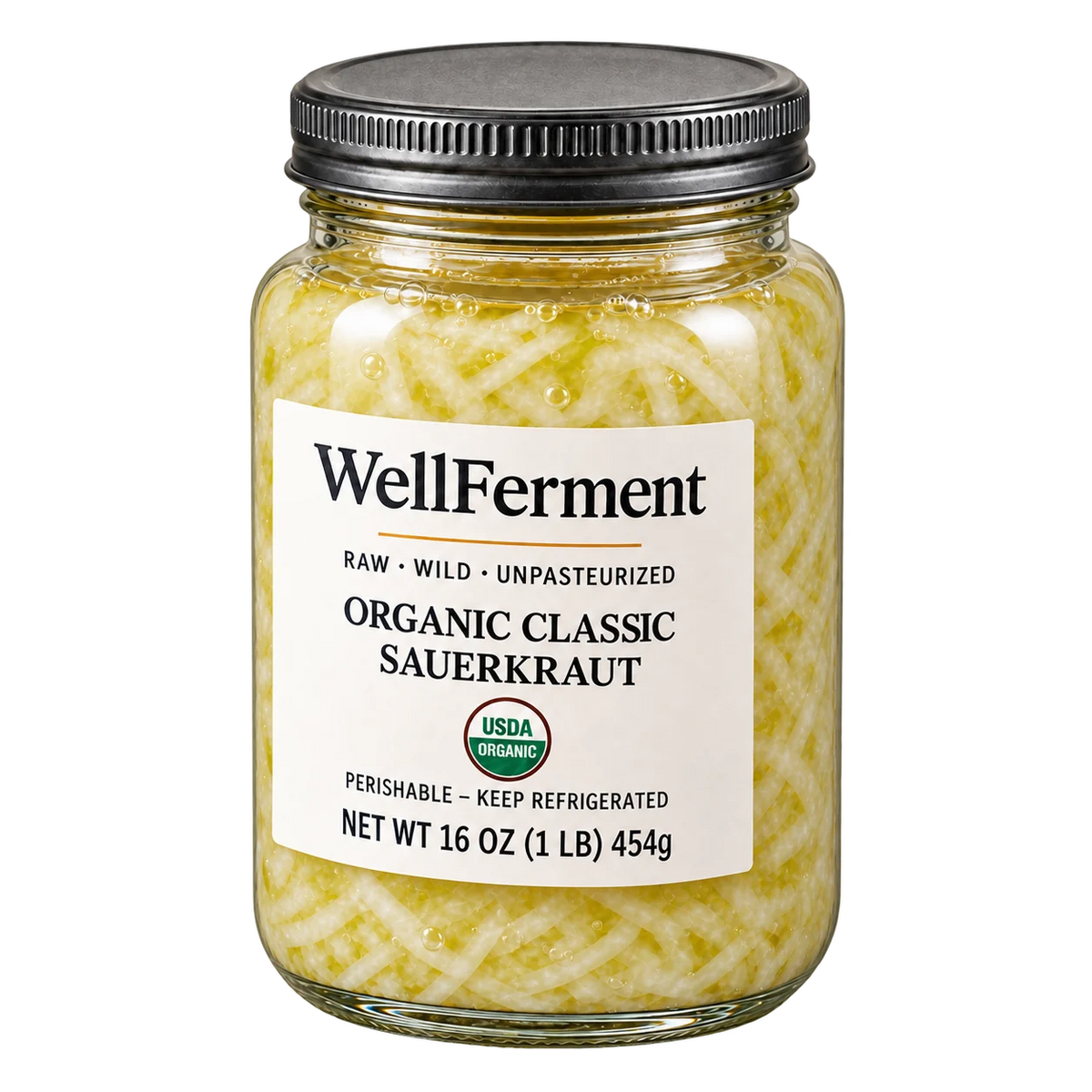 Classic Sauerkraut — jar at an angle