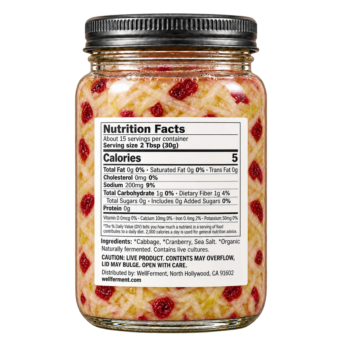 Cranberry Sauerkraut — jar, back label