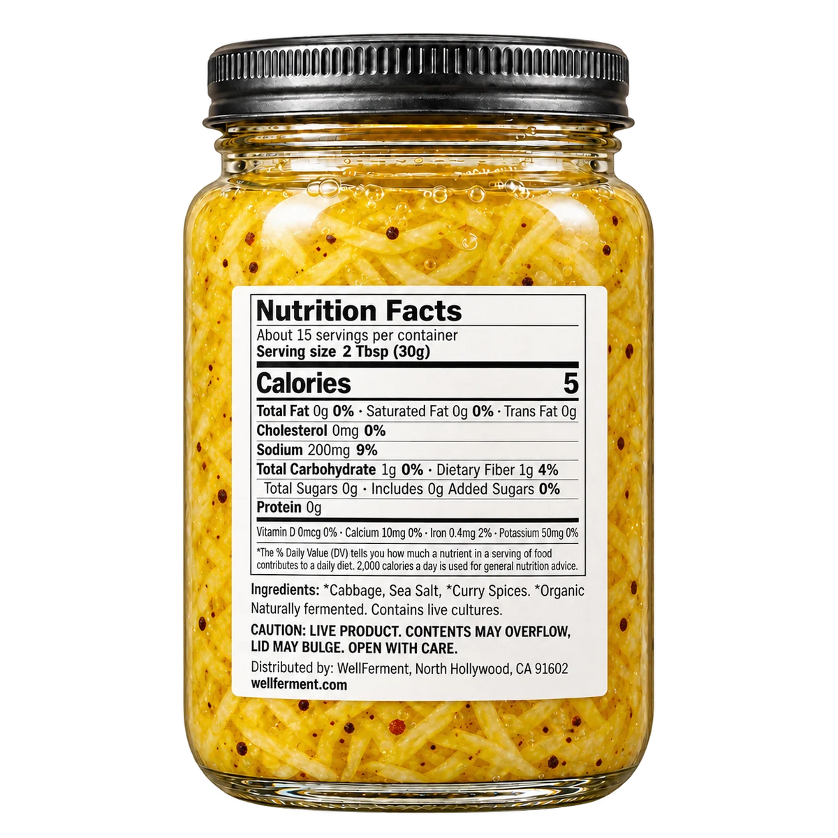Curry Sauerkraut — jar, back label