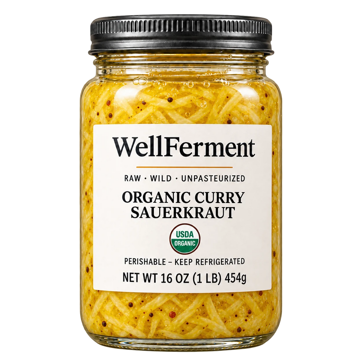 Curry Sauerkraut — jar, front label