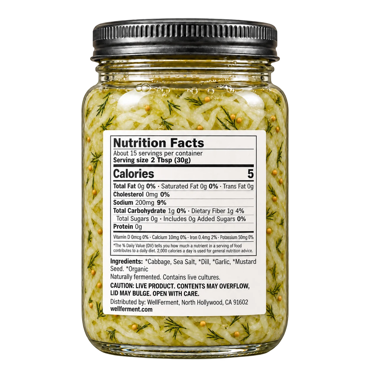 Dill Pickle Sauerkraut — jar, back label