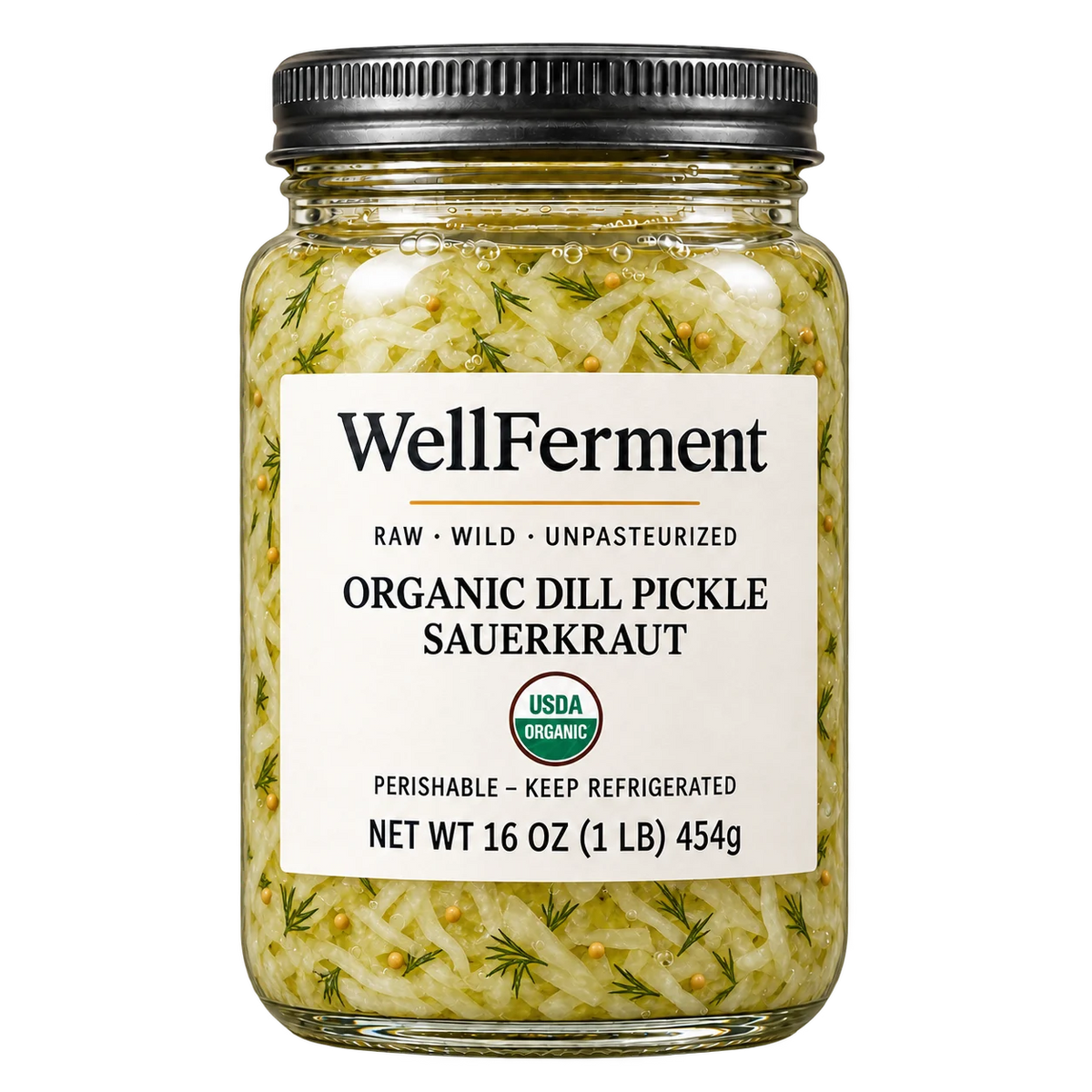 Dill Pickle Sauerkraut — jar, front label