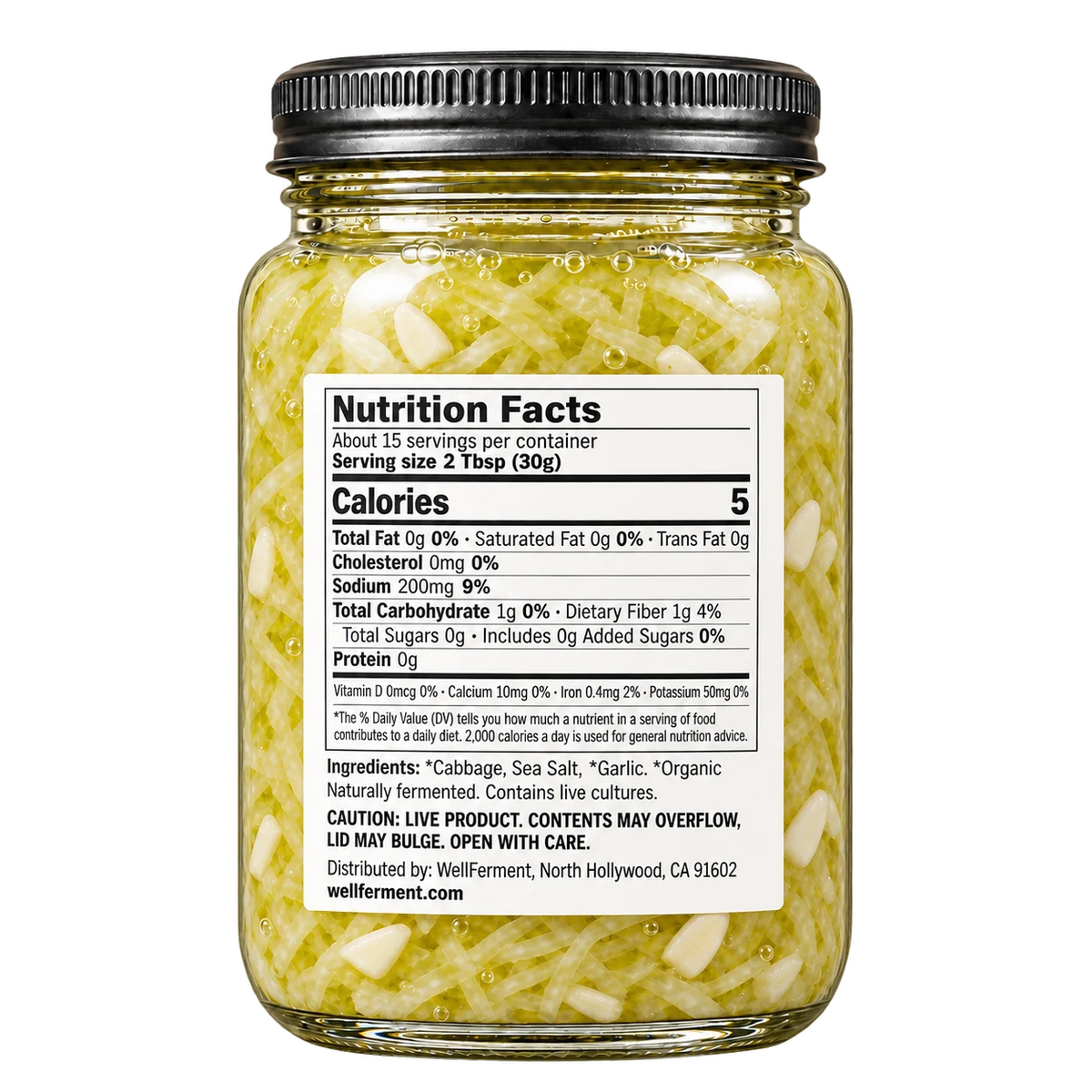 Garlic Sauerkraut — jar, back label