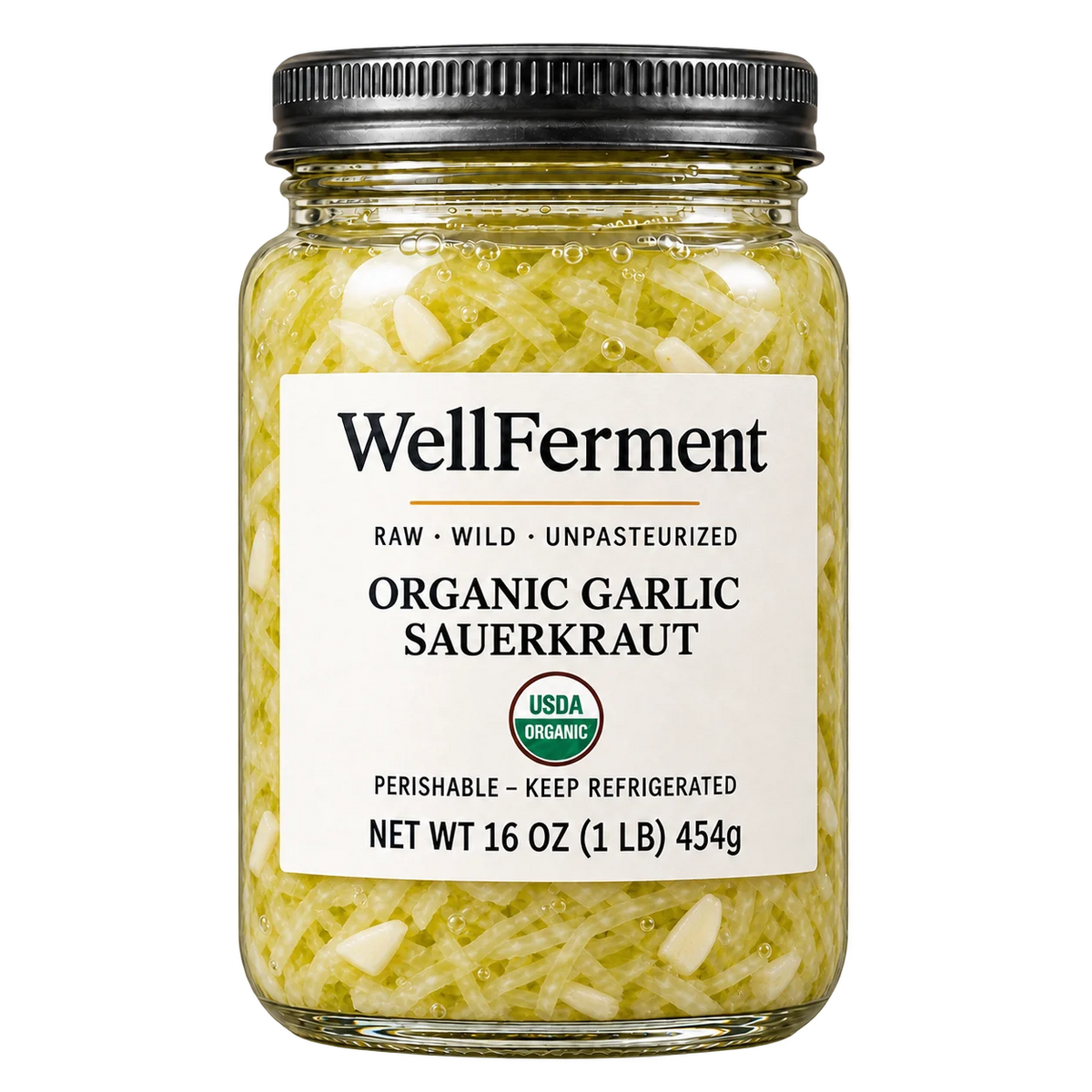 Garlic Sauerkraut — jar, front label