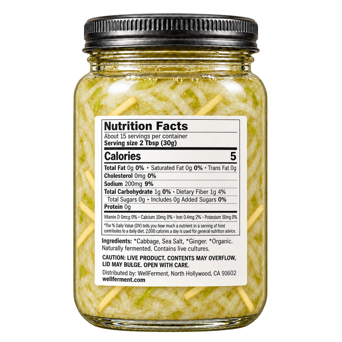 Ginger Sauerkraut — jar, back label
