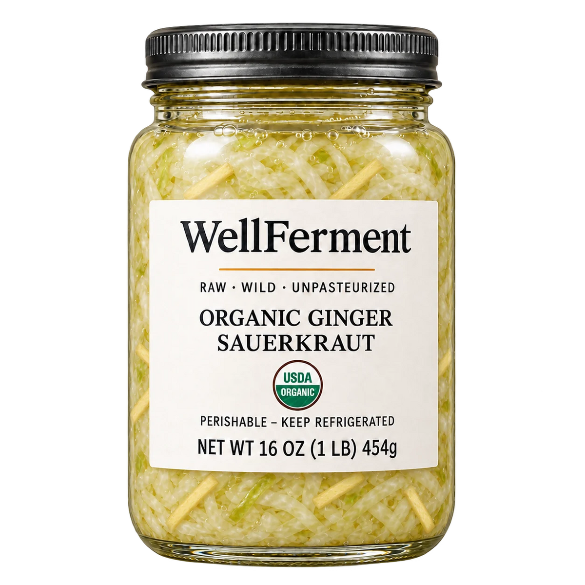 Ginger Sauerkraut — jar, front label