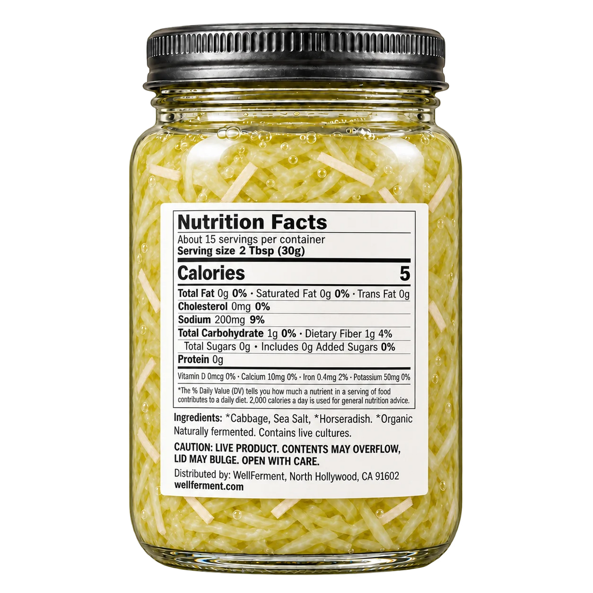 Horseradish Sauerkraut — jar, back label