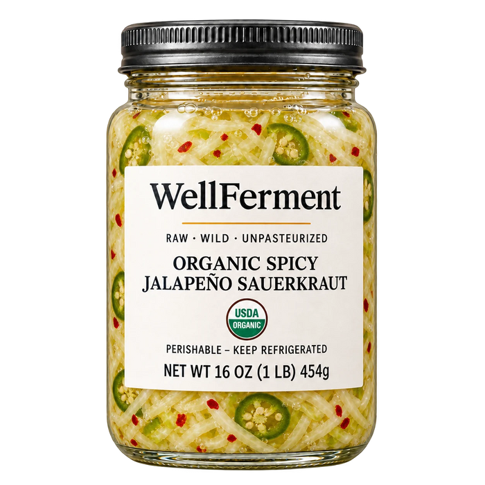 Spicy Jalapeño Sauerkraut — jar, front label