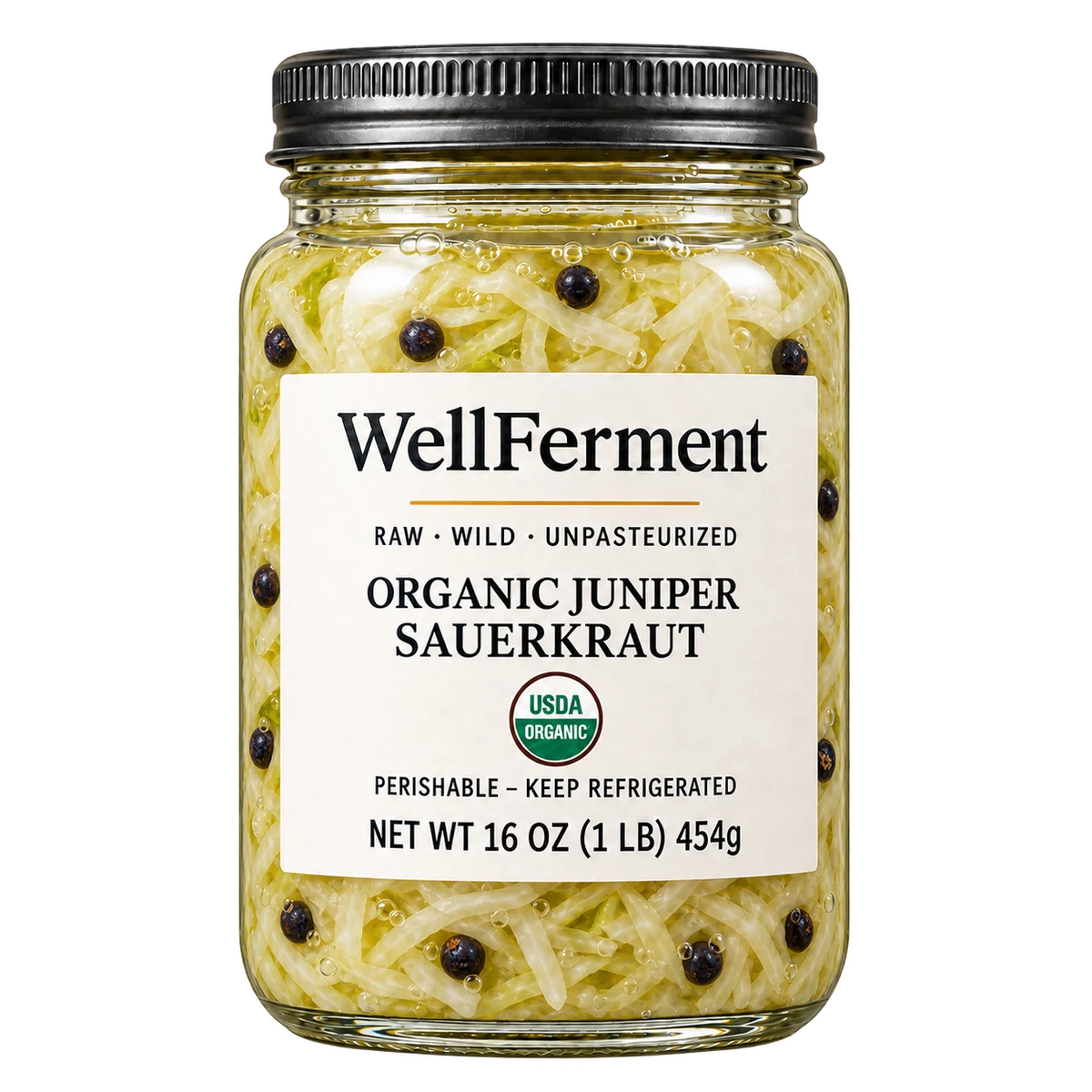 Juniper Sauerkraut — jar, front label