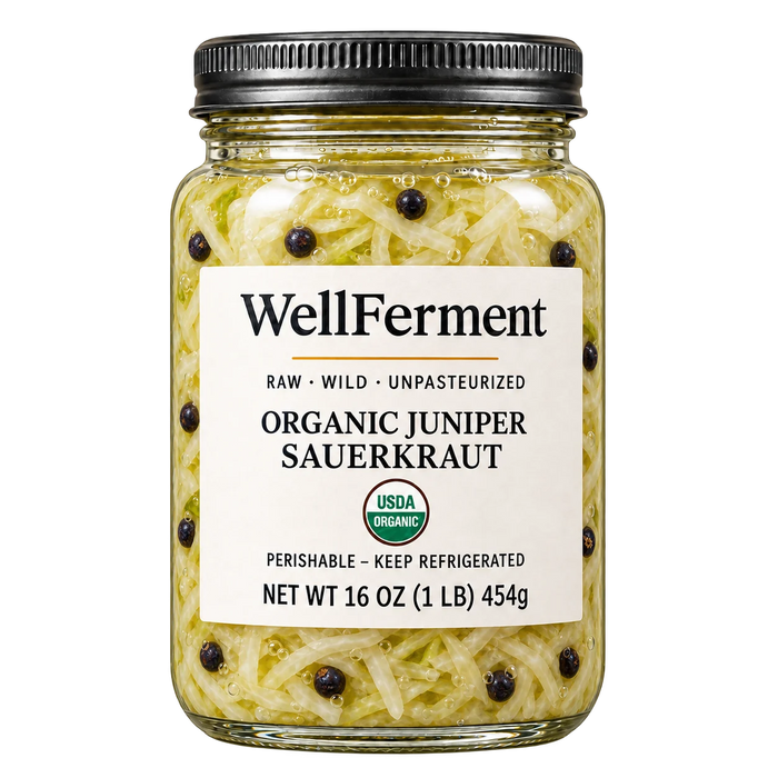 Juniper Sauerkraut — jar, front label