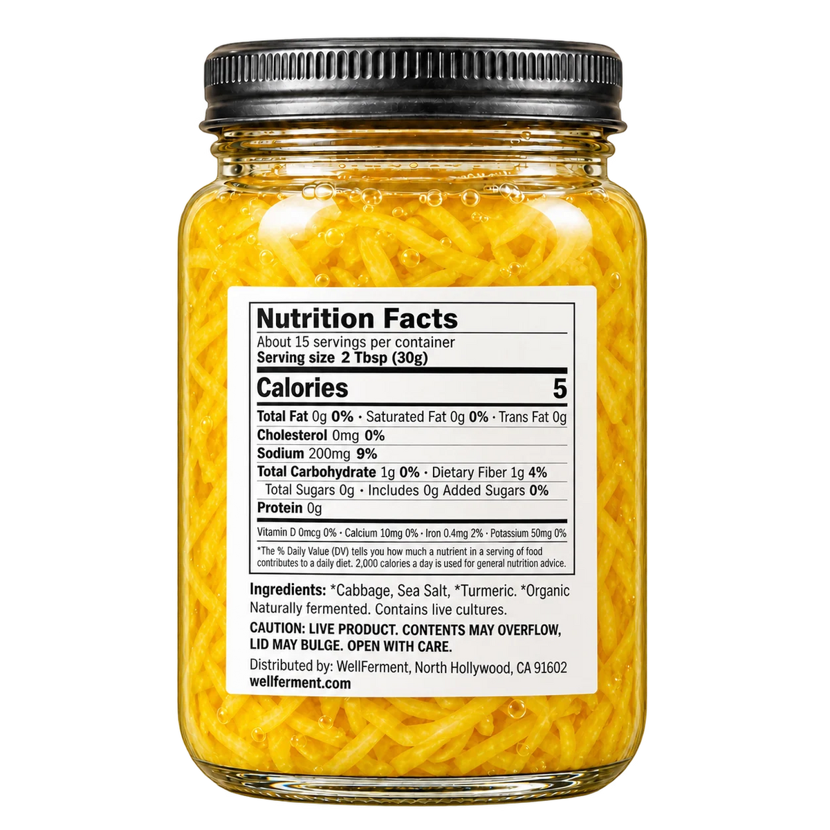 Turmeric Sauerkraut — jar, back label