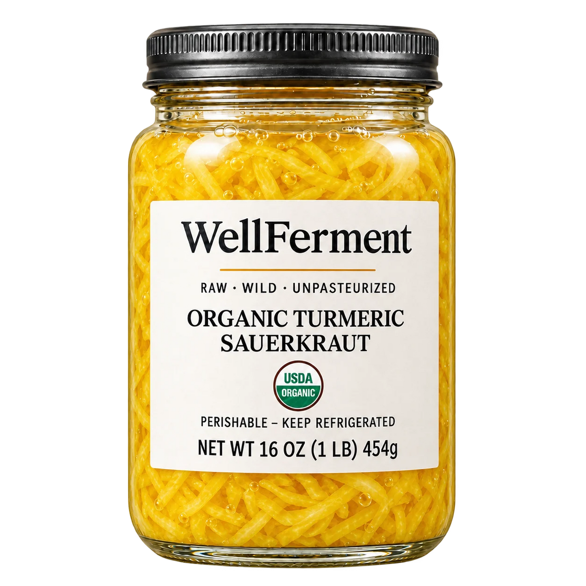 Turmeric Sauerkraut — jar, front label