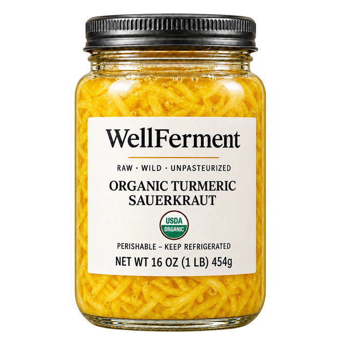 Turmeric Sauerkraut — jar, front label